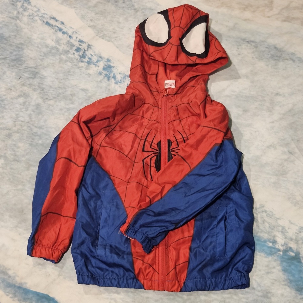 Marvel Spider-Man Boys Size 6 Hooded Windbreaker Lightweight Zip Jacket